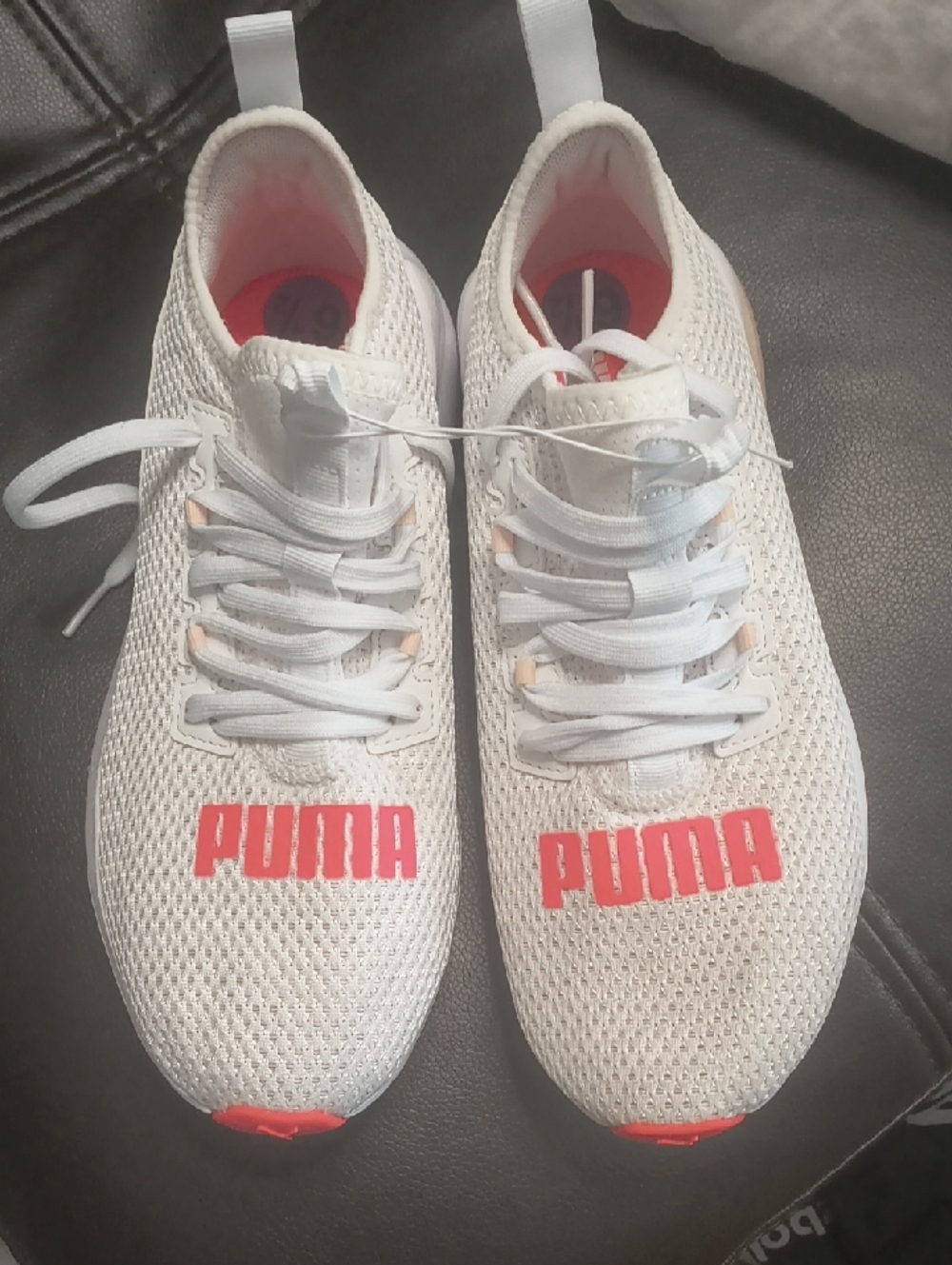 Puma White Sneakers with Coral-Pink Insole